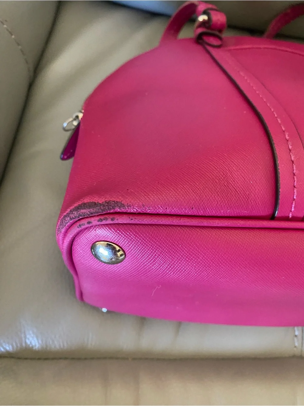 Coach Pink Dome Satchel with Silver Accent